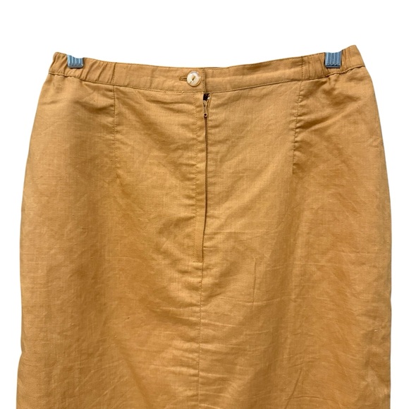 80s Maurada Linen Blend Suit Set Size 8 Embroidered Sequin Blazer Skirt Gold - Picture 8 of 9